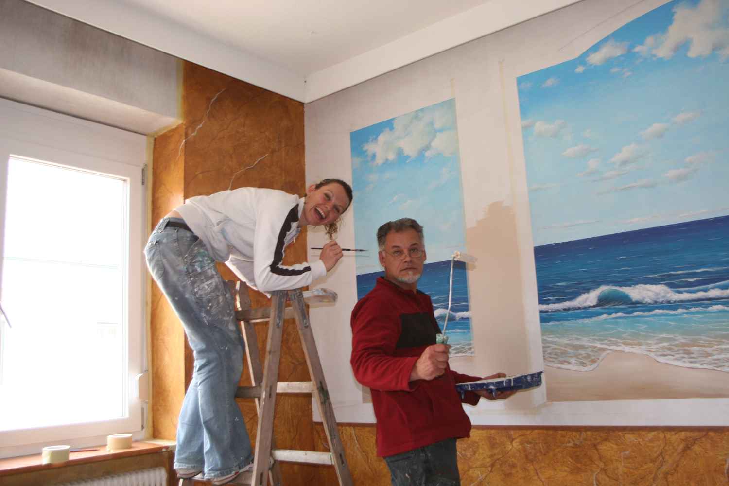 Wandmalerei , Illusionsmalerei ... hier mit Kollegen Zoran